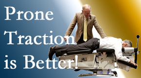 Easley spinal traction applied lying face down – prone – is best according to the latest research. Visit Young Chiropractic.