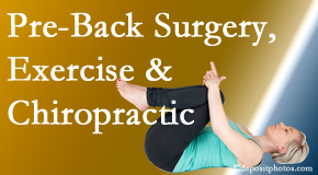 Young Chiropractic suggests beneficial pre-back surgery chiropractic care and exercise to physically prepare for and possibly avoid back surgery.