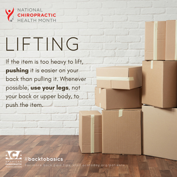 Young Chiropractic advises lifting with your legs.