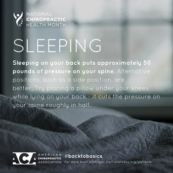 Young Chiropractic recommends putting a pillow under your knees when sleeping on your back.